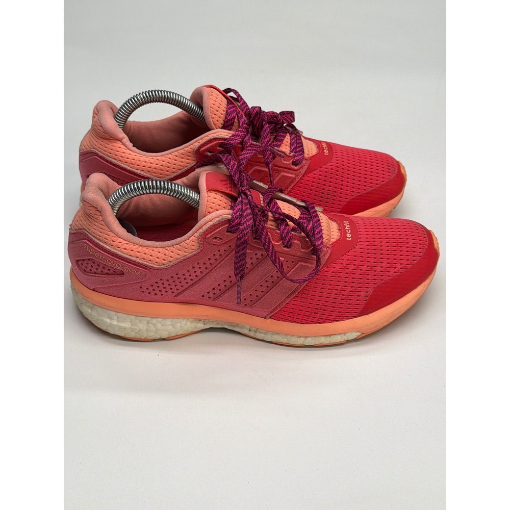 Adidas Supernova Glide Women Running‎ Shoes Pink Orange Boost Techfit Size 8